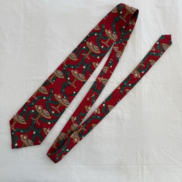 RARE Wembley Silk Tie Santa's Cookies Christmas Necktie - Picture 2 of 5
